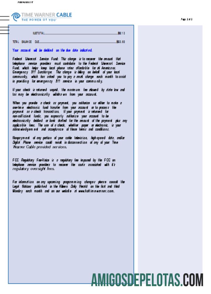 Projeto de lei comercial de serviços públicos de cabo da Time Warner, página 3, SCR exemplo